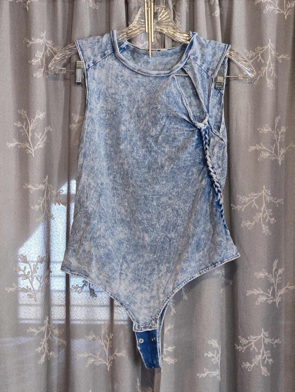 Noam Womans Cliff Bodysuit Acidwash Blue Size Medium
